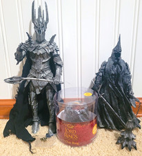 LOTR Talking Sauron & Morgul Witch King Figurines w/ Light-Up Ring LOT picture