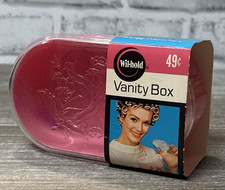 Vtg 1970's Wilhold Rose Pink Plastic Floral Vanity Box Dresser Organizer Unused picture
