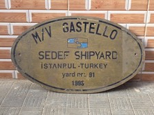 M/V Gastello Ship builder's plate picture