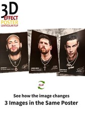 Ronaldo,Neymar,Messi-3D Poster ,3D Lenticular-3 Images Change picture