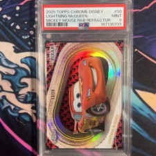 2025 Topps Disney Chrome Lightning McQueen Mickey Mouse Refractor /28  #50 ❤️ picture