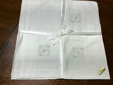 Vintage Set 3 Monogram W Cotton Handkerchiefs Hand Embroidered Philippines NOS picture
