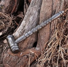 Handmade Damascus Steel War Hammer – Viking Style Mace Collectible Gift picture