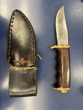 Ray Johnson Handmade Hunting Fixed Blade Knife, Wood Handle, Sheath picture