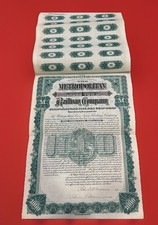 Metropolitan Cross-Town Railway 1890 Bond  Peter A. B. Widener Transit Tycoon NY picture