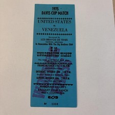 Vintage 1975 Davis Cup Tennis Ticket Press Pass United States Venezuela Tucson picture
