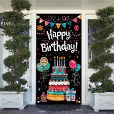 Happy Birthday Door Decorations Banner 71x35 Inch Cover Sign For Women Adult ... picture