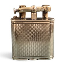 1920s Dunhill Unique B Straight Arm Gold Plated Lighter Working Pat 143752 picture