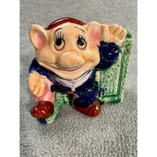 Vintage Ceramic dwarf Gnome Planter Figurine Whimsical Mid Century Decor Blue picture