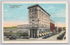 Vintage Burlington Iowa 3rd & Jefferson Streets City View Postcard picture