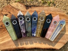 Handmade Gemstone Pipes Quartz Smoking Crystal Pipe Smoke Bowl Tobacco Pipe Gift picture