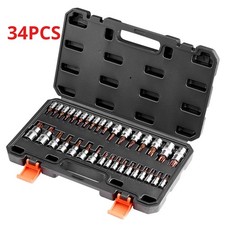 34PCS Black Torx Bit Socket Set Solid Star and Tamper Proof T6-T70 S2Alloy Steel picture