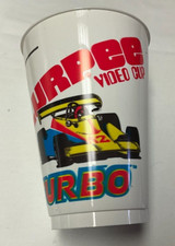 Retro slurpee cups from 7 11, Turbo video game picture