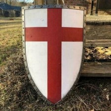 Medieval Crusader Shield Battle Knight Warrior Shield Templar Red Cross Design picture