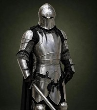 Handmade Wearable Barbuta Knight Armor Suit – Medieval Full Steel Costume picture