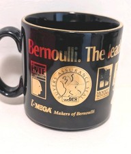 Vintage Iomega Bernoulli Box 90MB Removable Storage Tech Mug Black Gold England picture