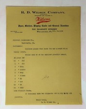 Vintage Ephemera 1916 Bill Head, R.D. Wilson Co. Pipes, Playing Cards, Novelties picture