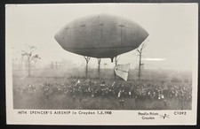 Mint England Real Picture Postcard Spencer Airship In Croydon 1908 picture