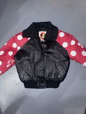 Vintage Disney Mickey & Minnie M. Julian Leather Bomber Jacket Kids Size 4 picture