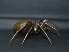 4.7 in Bronze Decor Collectible Big Spider Silicon Bronze Statue Artwork Gift picture