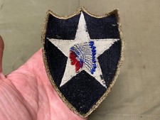 ORIGINAL WWII US 2ND INFANTRY DIVISION SLEEVE INSIGNIA PATCH-RARE OD BORDER picture