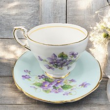 Paragon By Appointment To Her Majesty The Queen Teacup Saucer Set Purple Violets picture
