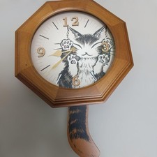 WACHIFIELD Baby Dayan Nyankyu Tail Pendulum Clock Wooden Retro 14.6 inch Working picture