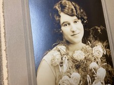 1920s 1930s Woman Roses Portrait Photo LIEBER Brunswick Maine Photographer picture