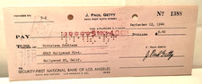 Billionaire Oil Tycoon J. Paul Getty Signed 1944 Check to Gittelson Bros. picture