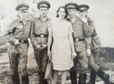 Handsome Guys Soldiers Pretty Sweet Young Woman Girl Men Army Vintage Photo picture