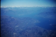 c1950's Kodachrome 35mm Slide, Aerial View, Alpine Mountains, Lake Landscape picture