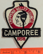Vintage 1958 CHIPPEWA VALLEY COUNCIL Wisconsin Twill Camporee Arrowhead Patch picture