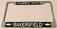 Vintage Bakersfield California Chevrolet Dealer License Plate Frame Three Way picture