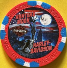 Harley Davidson Wide Print Poker Chip Hunters Moon HD Indiana  BATTLEFIELD CROSS picture