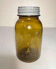Ball - dropped A. Perfect Mason - Amber-Olive. Quart. picture