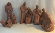 16 Piece Pottery Nativity Set -Trina Paulus Abbey Press Vintage Rare Grail 1972 picture