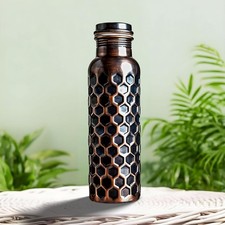 34oz Pure Copper Water Bottle - Handmade Hammered Finish - Ayurvedic Health USA picture