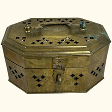 Vintage Brass Cricket Trinkets Box 7.25” x 5.5” picture