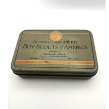 VTG Boy Scouts of America First Aid Kit Bauer & Black. With Partial Contents picture