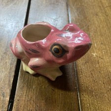 Vintage Ceramic Frog Planter Made In Japan Pink Glazed Ceramic Frog 4” picture