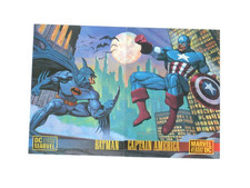 1995 FLEER MARVEL VS DC 2 CARD PROMO SET BATMAN CAPTAIN AMERICA RARE AMALGAM picture