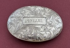 Antique Western American Vintage Newman’s Sterling Silver PHYLLIS Belt Buckle picture