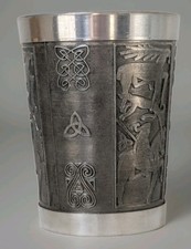 Irish History Celtic Pewter Whiskey 8 oz Beaker-Mullingar Pewter-Made in Ireland picture