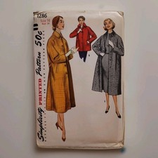 Vintage 1950s Simplicity 1286 Coat Sewing Pattern Sz 16 Bust 34 UNCUT Rare picture