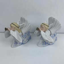 Vintage Home Interiors Boy & Girl Ceramic Angels “Announcing the Saviors Birth” picture