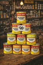 1940s Our Own Stain Sign Easel Back Hardware Store Advertising Paint Collectible picture