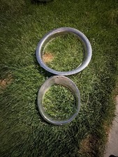 Vintage Chrome Headlight Bezels Trim Rings Pair, Approx 8.5 Inch and 10.5 Inch D picture