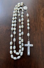 Vintage 21” Mother Of Pearl ROSARY a Relic of Holy Soil (TERRA SANTA) JERUSALEM picture