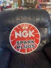 NGK Metal Spark Plug Sign Large 17.5 inches. Man Cave Item. picture