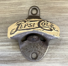 VTG Pepsi Cola Double Dot Starr X Wall Mount Bottle Opener 1940s Brown Co USA picture